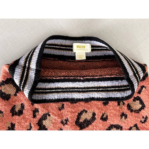 Maeve Anthropologie Sz XS Sweater Pencil Skirt Leopard Stretch Bodycon Boho - Picture 7 of 10